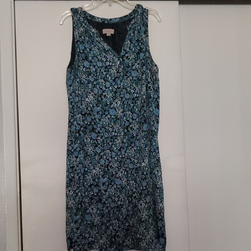 LOFT Blue Floral Midi Dress